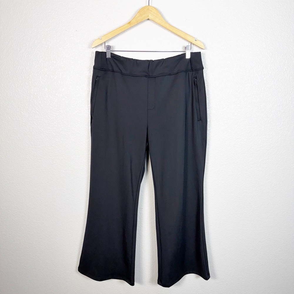Halara‎ XLP Flex DayStretch Mid Rise Side Zipper Pocket Work Flare Pants Black